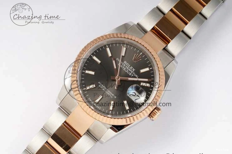 MiroTime 0414 Breathable DateJust 36mm DIWF 1:1 Best Edition 904L Steel Gray Dial on SS RG Oyster Bracelet SA 2310